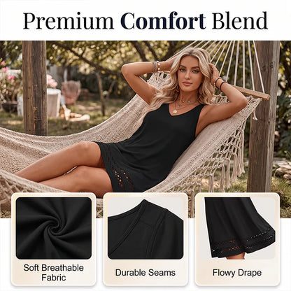 Women's Sleeveless V-Neck Cutout Hem Mini Dress