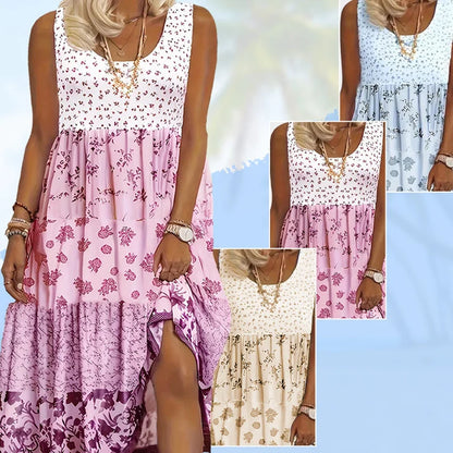 Women's Boho Style Sleeveless Tiered Dress
