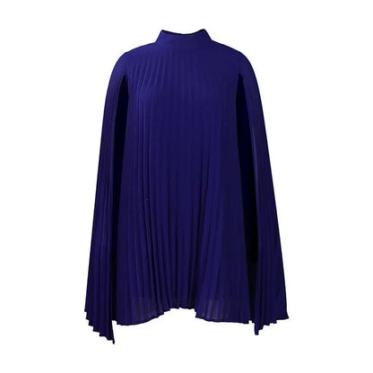 Women's Pleated Cape Sleeve High Neck Dress