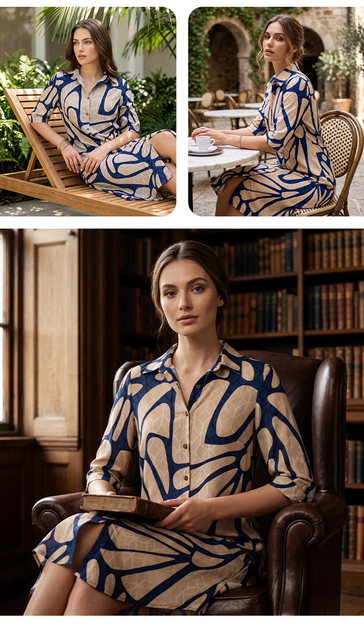Women's Geometric Print Button-Front Dress