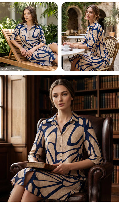 Women's Geometric Print Button-Front Dress