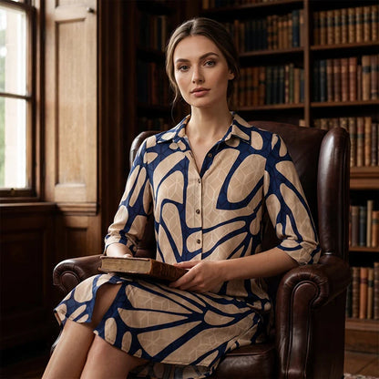 Women's Geometric Print Button-Front Dress