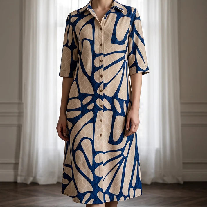 Women's Geometric Print Button-Front Dress