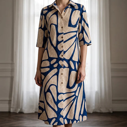 Women's Geometric Print Button-Front Dress