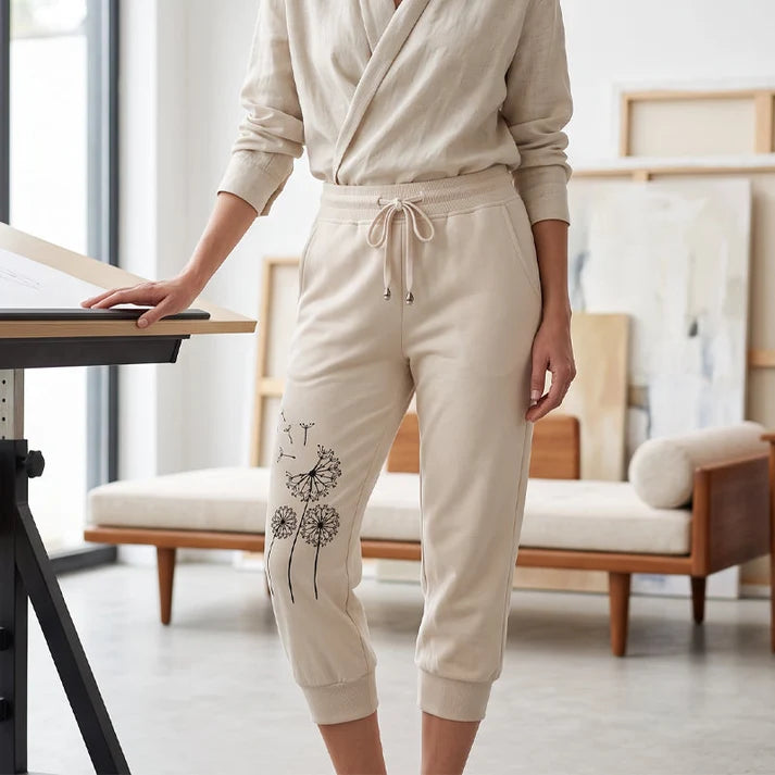 Women's High-Waisted Drawstring Cropped Pants