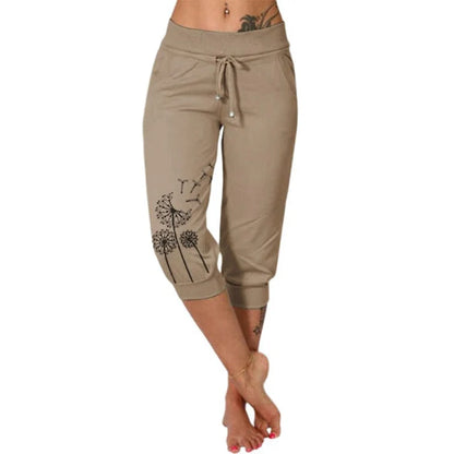 Women's High-Waisted Drawstring Cropped Pants