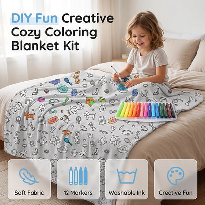 Coloring Blanket Kit with Washable Markers