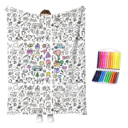 Coloring Blanket Kit with Washable Markers