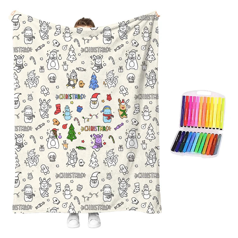 Coloring Blanket Kit with Washable Markers