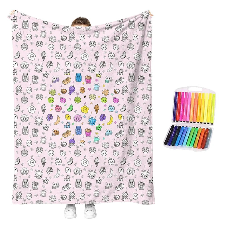 Coloring Blanket Kit with Washable Markers