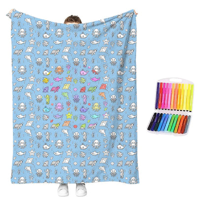 Coloring Blanket Kit with Washable Markers