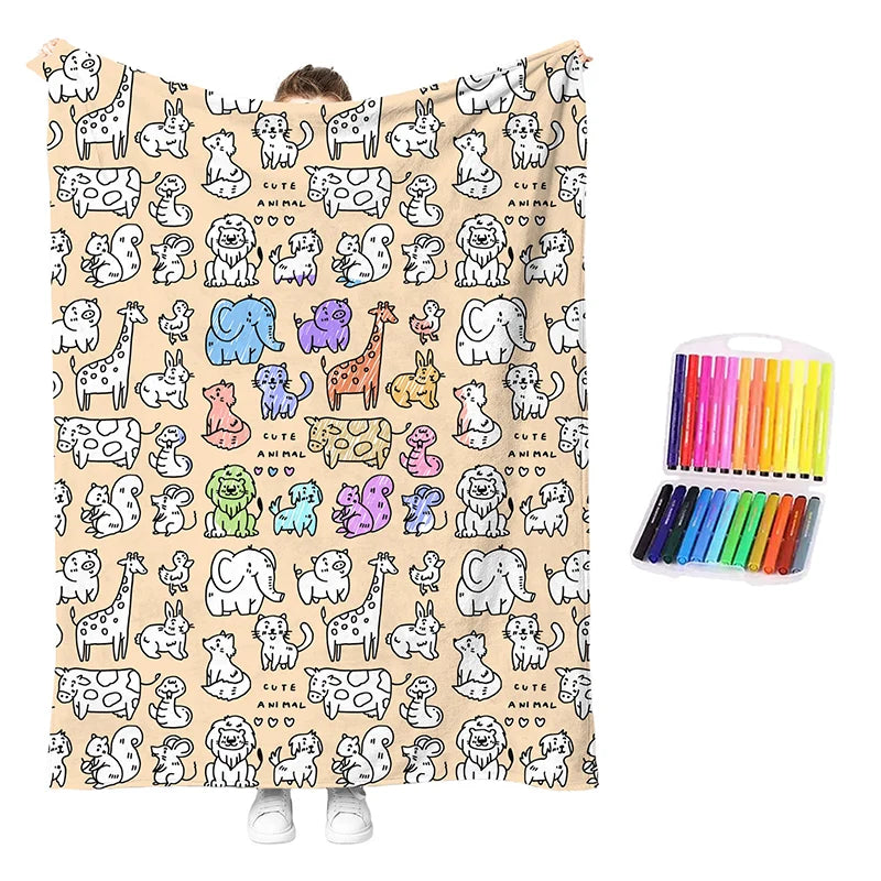 Coloring Blanket Kit with Washable Markers