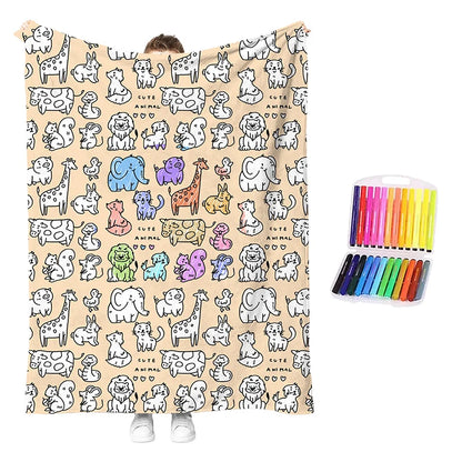 Coloring Blanket Kit with Washable Markers