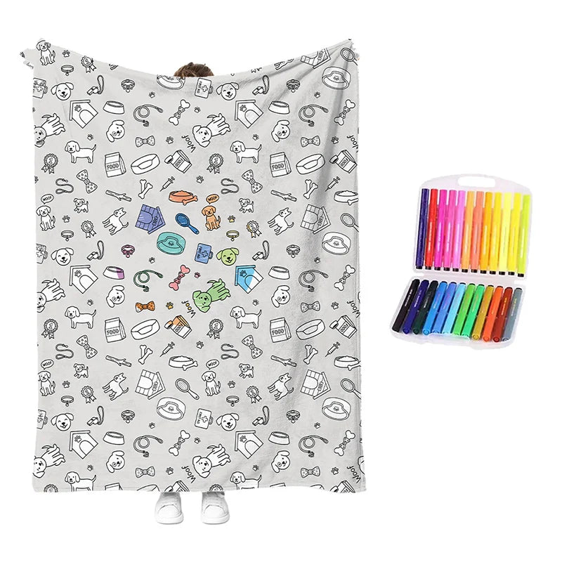Coloring Blanket Kit with Washable Markers