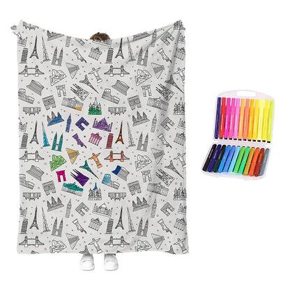 Coloring Blanket Kit with Washable Markers