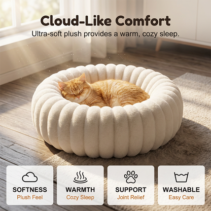 Round Raised-Rim Plush Pet Bed
