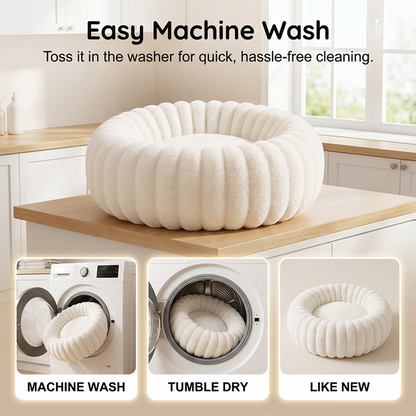 Round Raised-Rim Plush Pet Bed