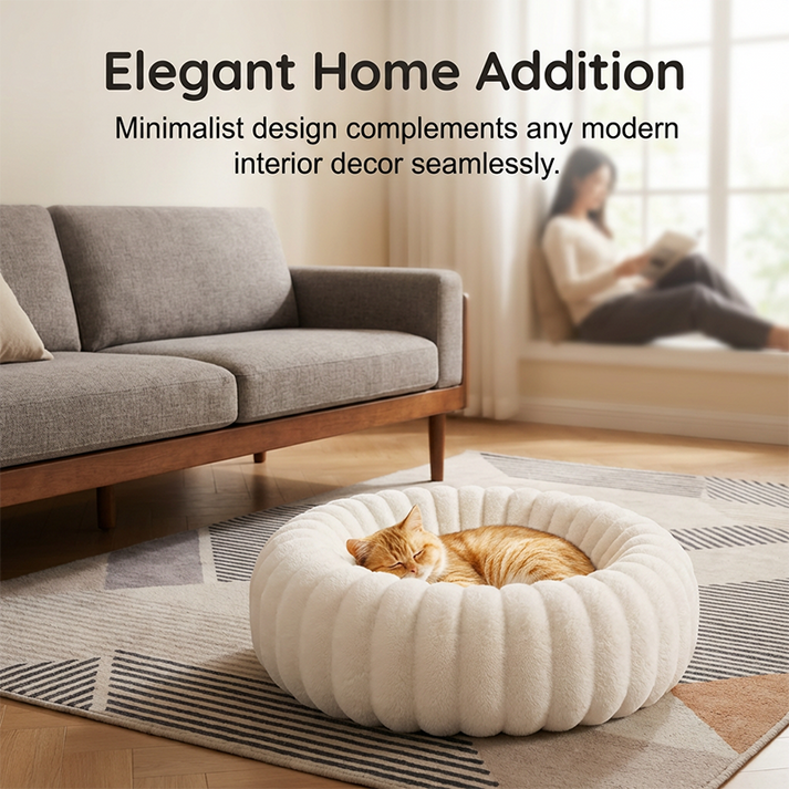Round Raised-Rim Plush Pet Bed