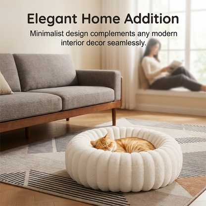 Round Raised-Rim Plush Pet Bed