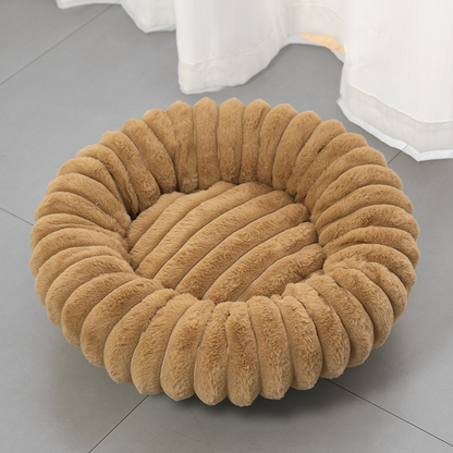 Round Raised-Rim Plush Pet Bed