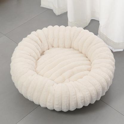 Round Raised-Rim Plush Pet Bed