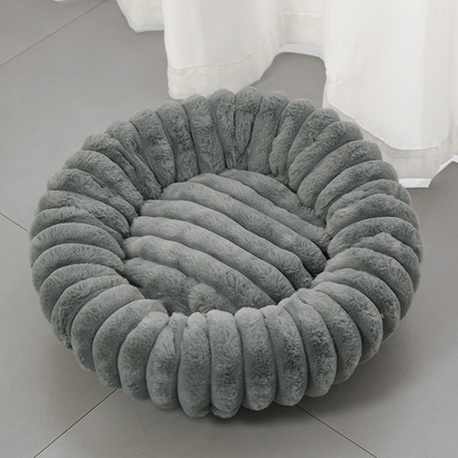 Round Raised-Rim Plush Pet Bed