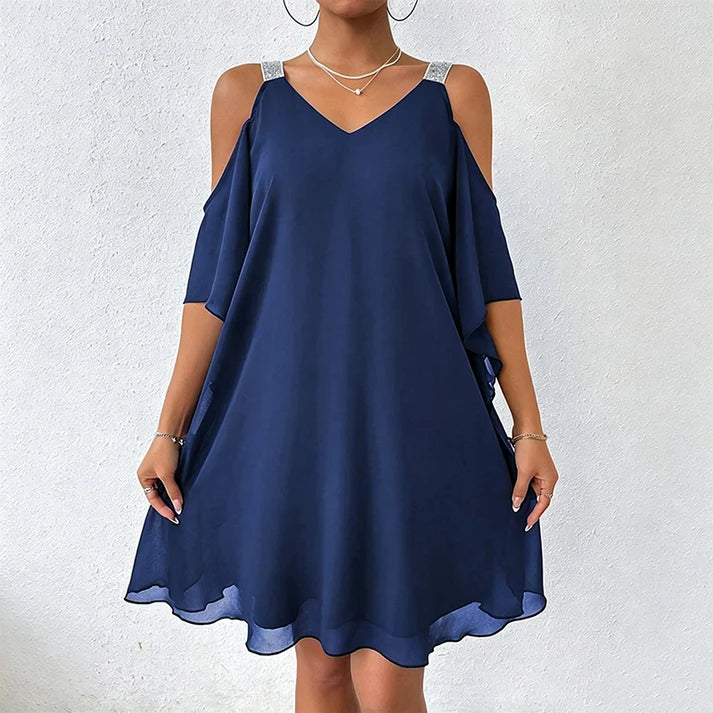 Women's Cold-Shoulder V-Neck Dress