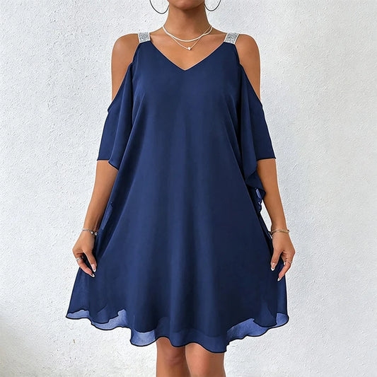 Women's Cold-Shoulder V-Neck Dress