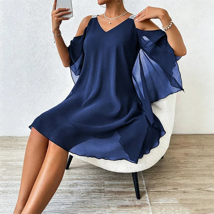Women's Cold-Shoulder V-Neck Dress