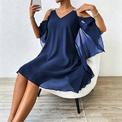 Women's Cold-Shoulder V-Neck Dress
