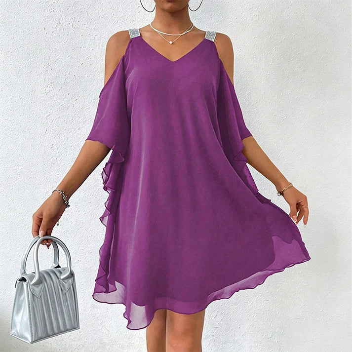 Women's Cold-Shoulder V-Neck Dress