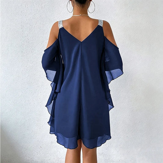 Women's Cold-Shoulder V-Neck Dress