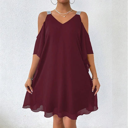 Women's Cold-Shoulder V-Neck Dress