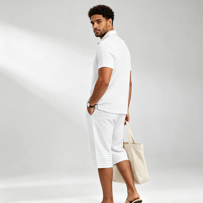 Men’s Polo Top and Cropped Pants Set