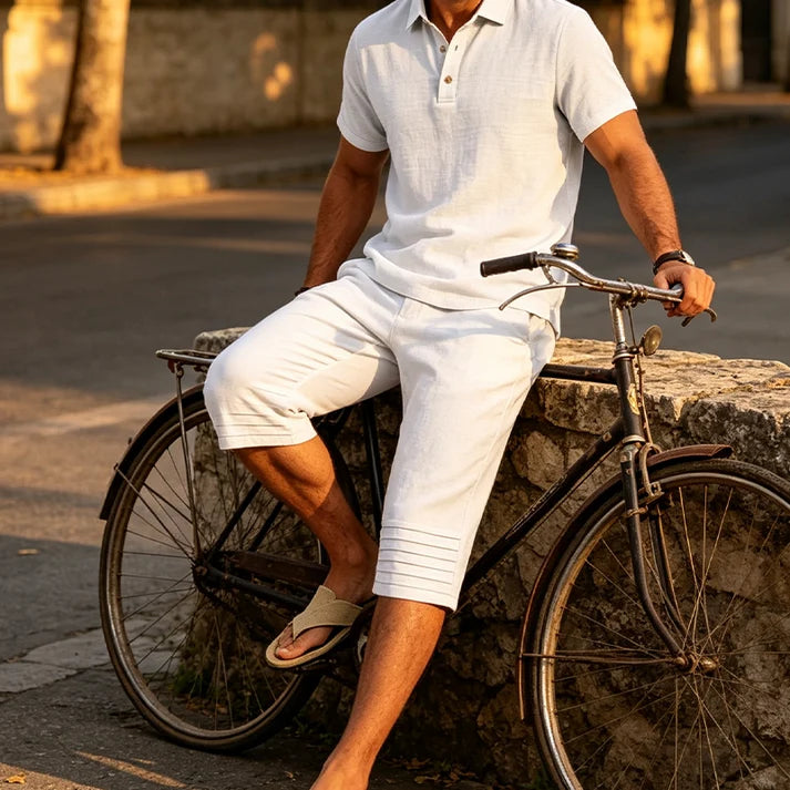 Men’s Polo Top and Cropped Pants Set
