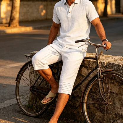 Men’s Polo Top and Cropped Pants Set