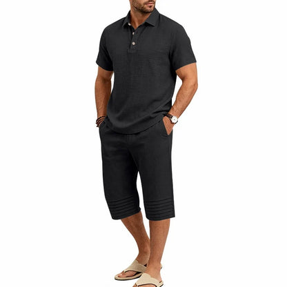 Men’s Polo Top and Cropped Pants Set
