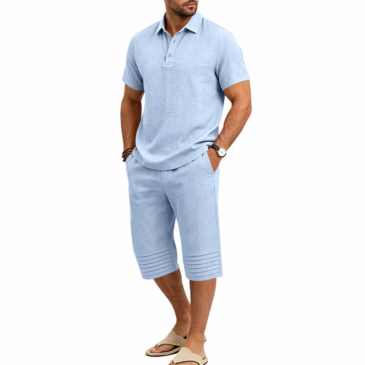 Men’s Polo Top and Cropped Pants Set