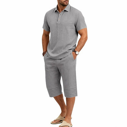 Men’s Polo Top and Cropped Pants Set