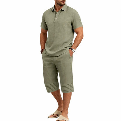 Men’s Polo Top and Cropped Pants Set