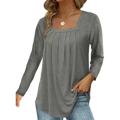 Women's Pleated Square Neck Top