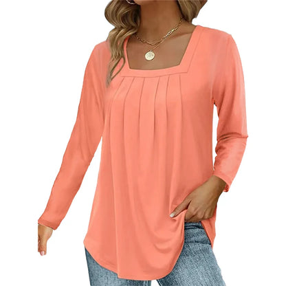 Women's Pleated Square Neck Top