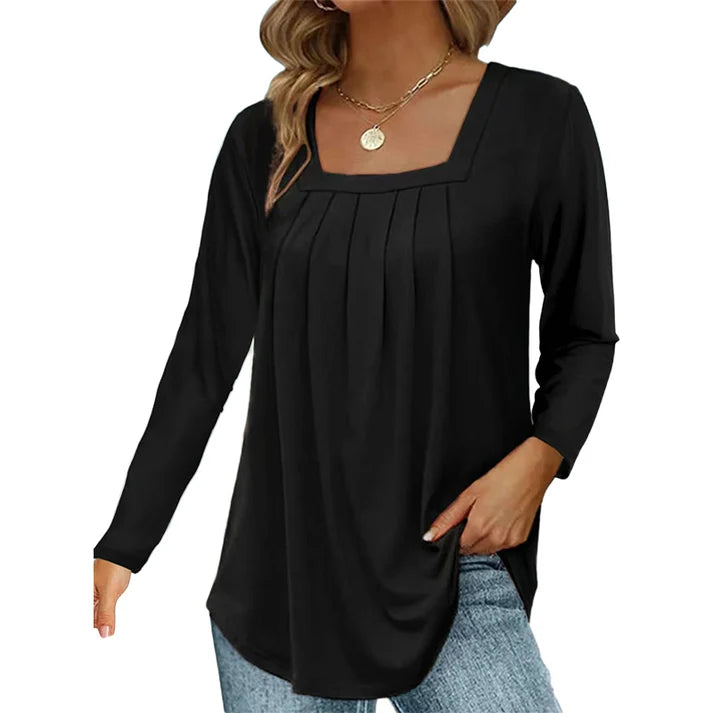 Women's Pleated Square Neck Top