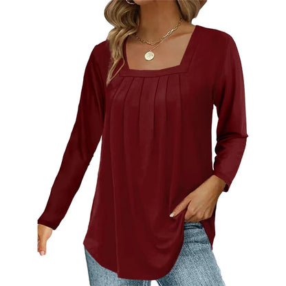 Women's Pleated Square Neck Top