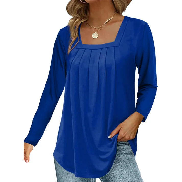 Women's Pleated Square Neck Top