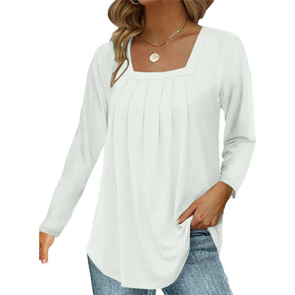 Women's Pleated Square Neck Top