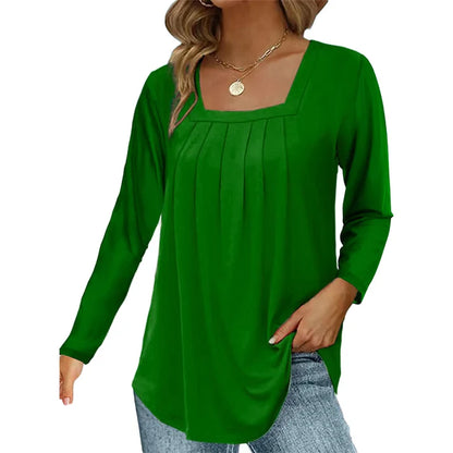 Women's Pleated Square Neck Top