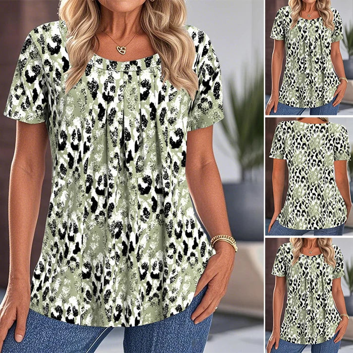 Women's Printed Short Sleeve Crewneck Top