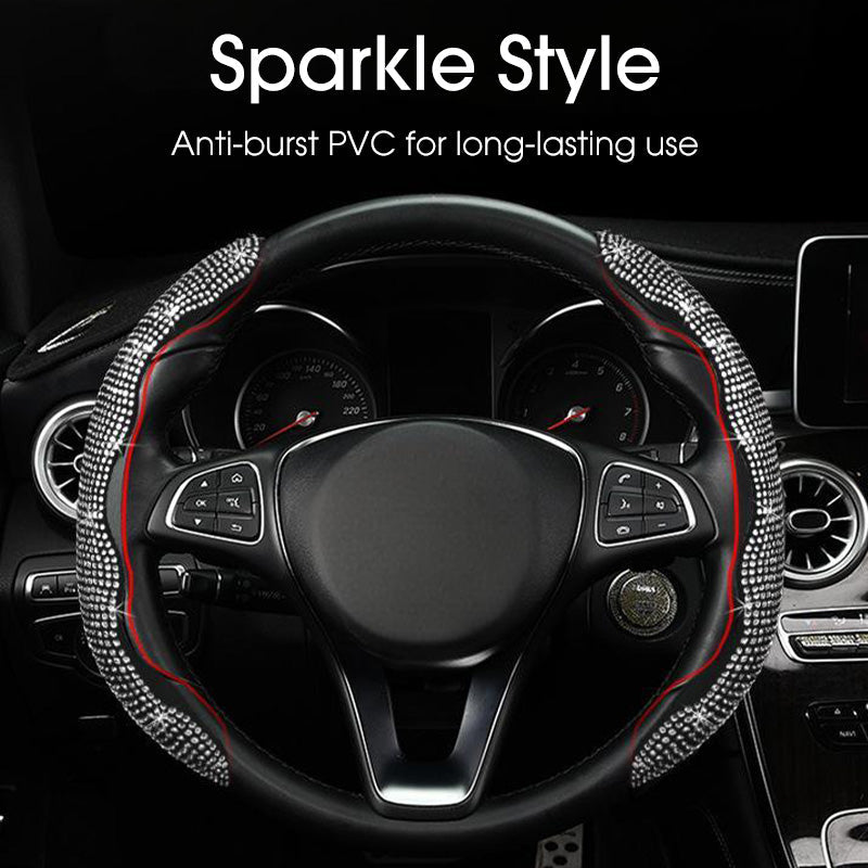 Decorative Rhinestone Detail Steering Wheel Cover