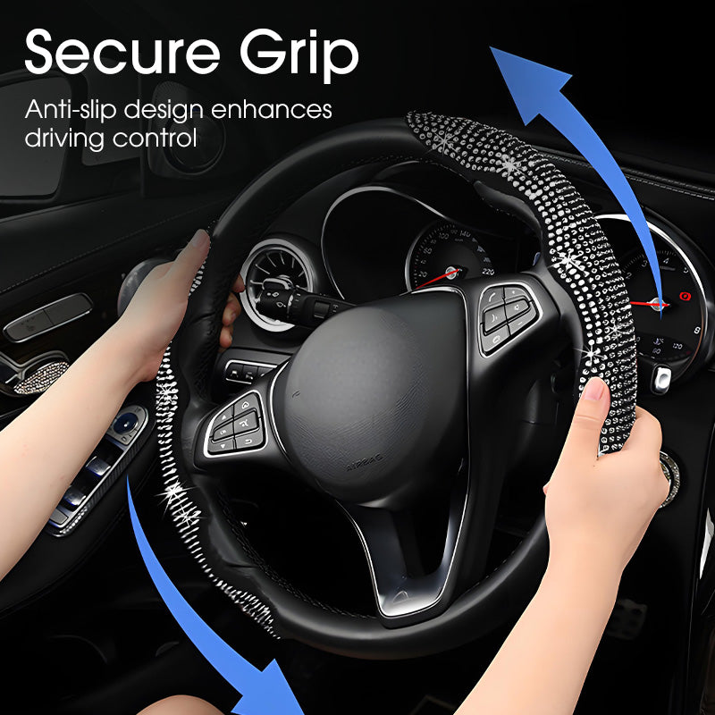 Decorative Rhinestone Detail Steering Wheel Cover